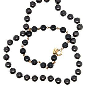 Black Beaded Bracelet & Necklace Set